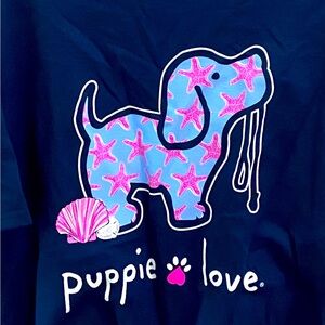 Puppie Love Women's Navy Blue Short Sleeve Tee